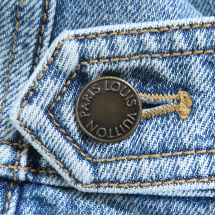 未使用★LOUIS VUITTON ルイヴィトン 24SS RW241WJ コットン100% ベルベットアクセント デニムドレス ワンピース インディゴ 38 正規品