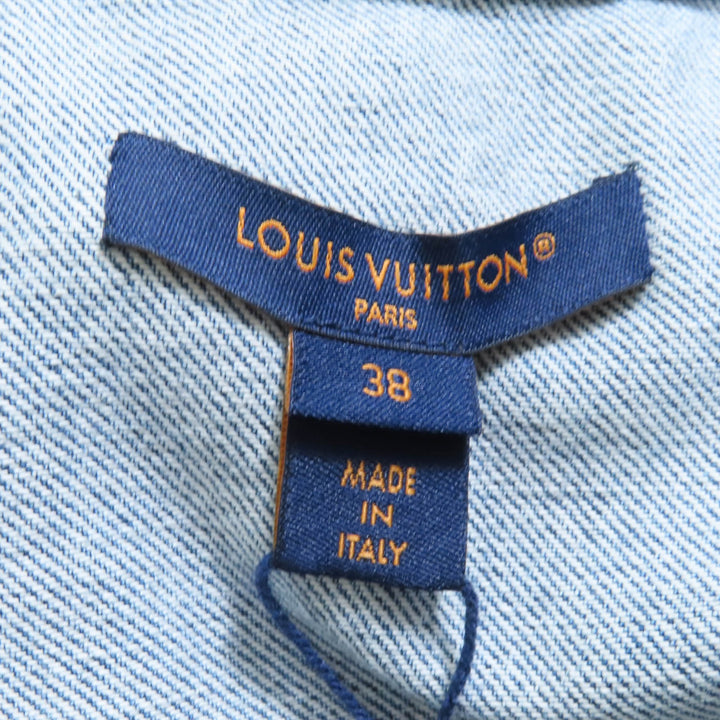 未使用★LOUIS VUITTON ルイヴィトン 24SS RW241WJ コットン100% ベルベットアクセント デニムドレス ワンピース インディゴ 38 正規品