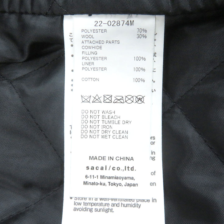 未使用品□Sacai Schott サカイ ショット 22AW 22-02874M Leather Suiting Coat ライダース ドッキングデザイン コート 黒 1 正規品