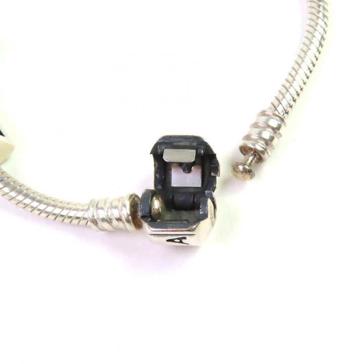 美品△PANDORA パンドラ SV925 ハートモチーフ ドットカラーストーン チャーム3個 ブレスレット シルバー 重量23.36g レディース