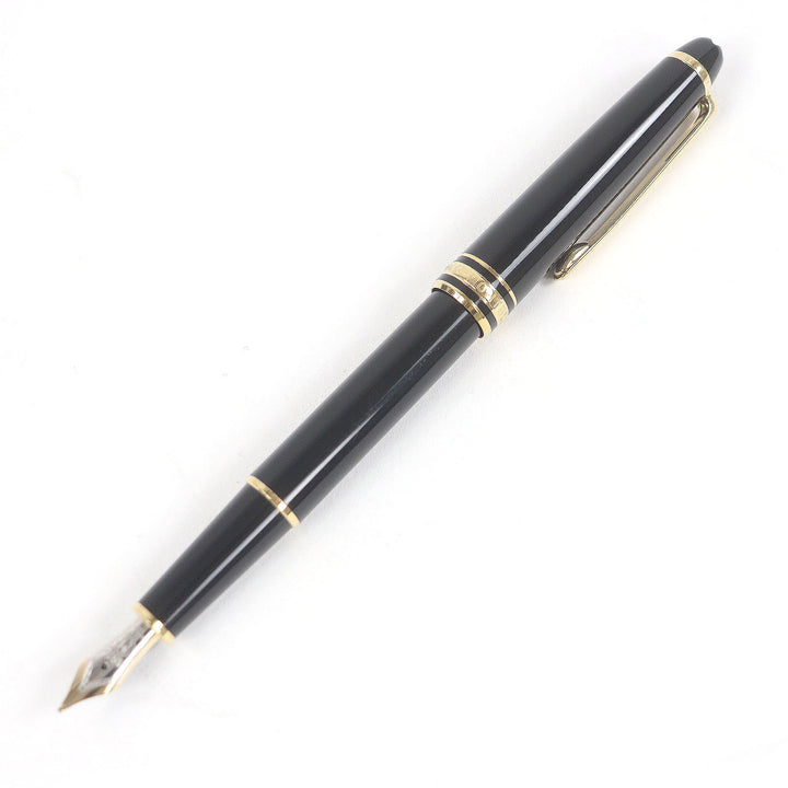 良品□MONTBLANC モンブラン マイスターシュテュック ホワイトスター ペン先14K Fニブ キャップ式 万年筆 ブラック ゴールド ドイツ製