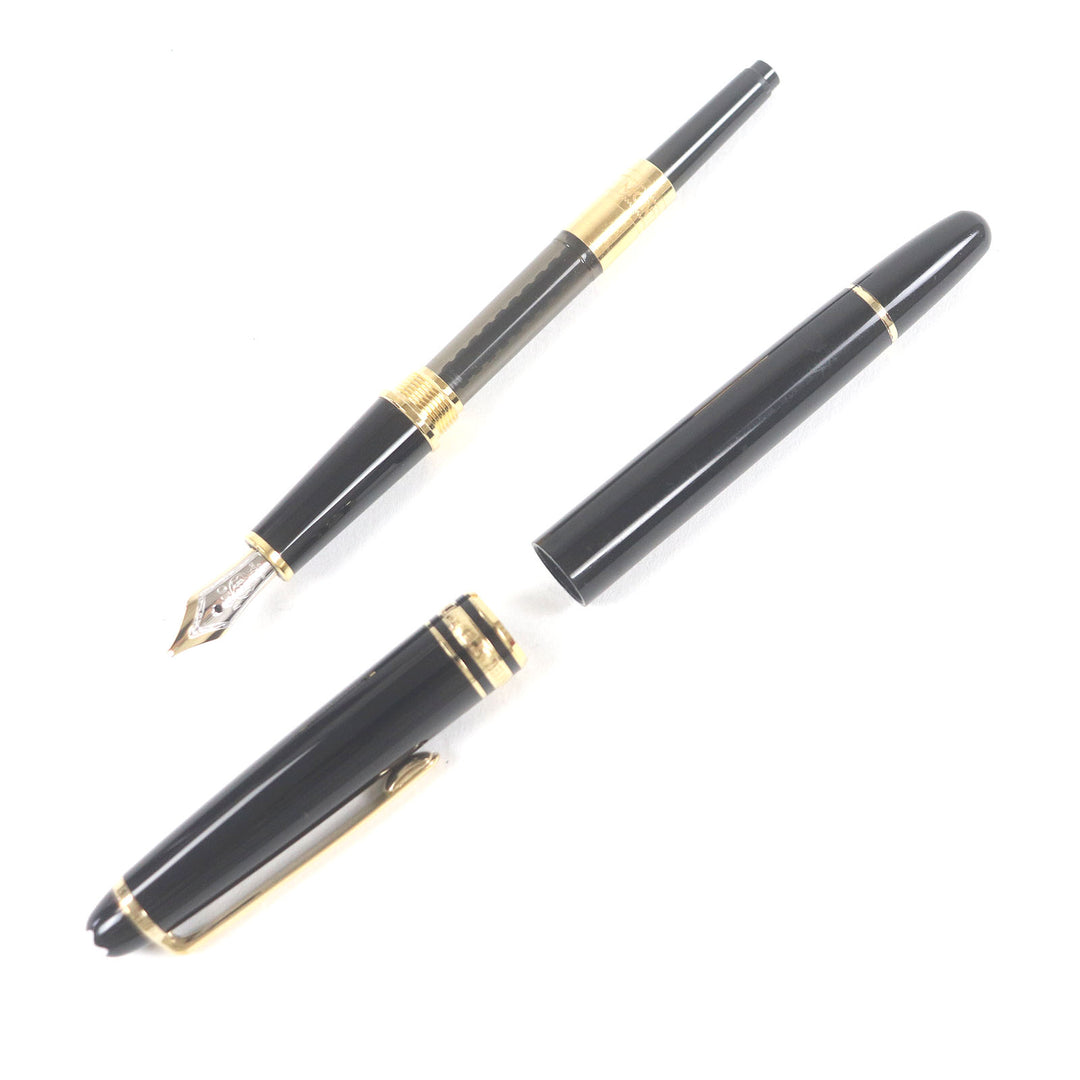 良品□MONTBLANC モンブラン マイスターシュテュック ホワイトスター ペン先14K Fニブ キャップ式 万年筆 ブラック ゴールド ドイツ製