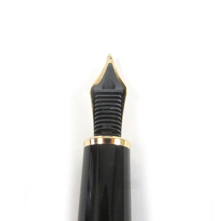 良品□MONTBLANC モンブラン マイスターシュテュック ホワイトスター ペン先14K Fニブ キャップ式 万年筆 ブラック ゴールド ドイツ製