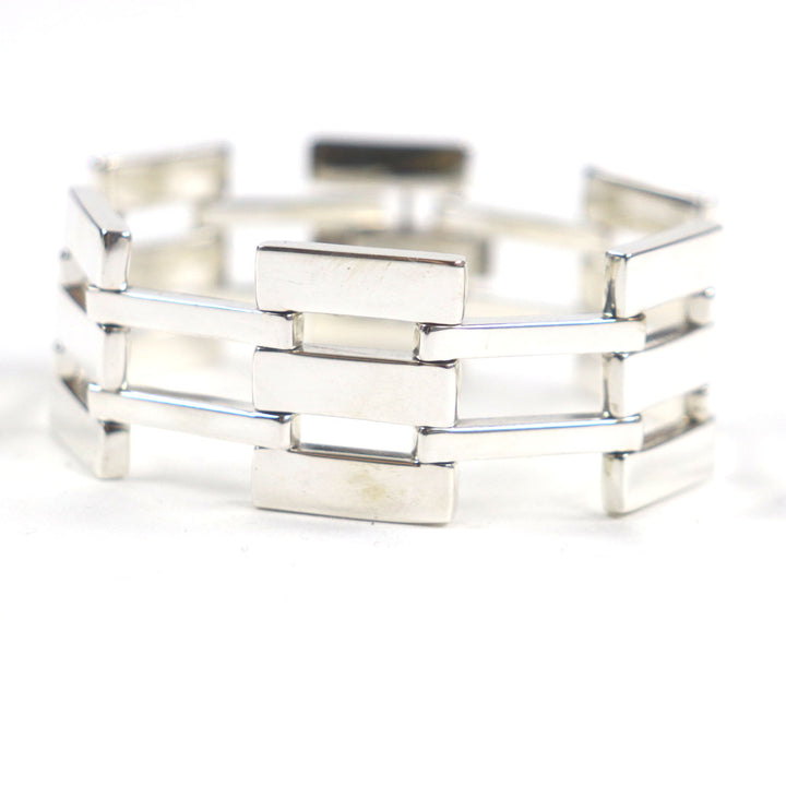 美品▼GUCCI グッチ ヴィンテージ HEAVY GATE LINK BRACELET ヘビーゲートリンクブレスレット 925 シルバー 伊製 重量90.27g メンズ