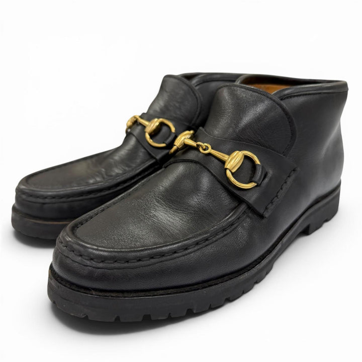【ドンドン見直し】美品☆GUCCI グッチ 104 0088 ホースビット レザー アンクルブーツ ブラック ゴールド金具 36 イタリア製 レディース