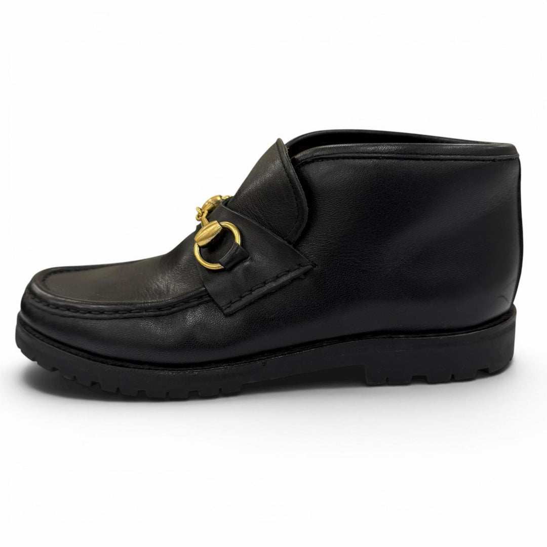 【ドンドン見直し】美品☆GUCCI グッチ 104 0088 ホースビット レザー アンクルブーツ ブラック ゴールド金具 36 イタリア製 レディース