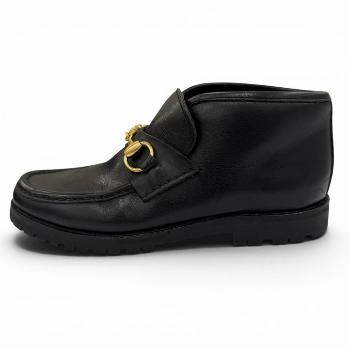 【ドンドン見直し】美品☆GUCCI グッチ 104 0088 ホースビット レザー アンクルブーツ ブラック ゴールド金具 36 イタリア製 レディース