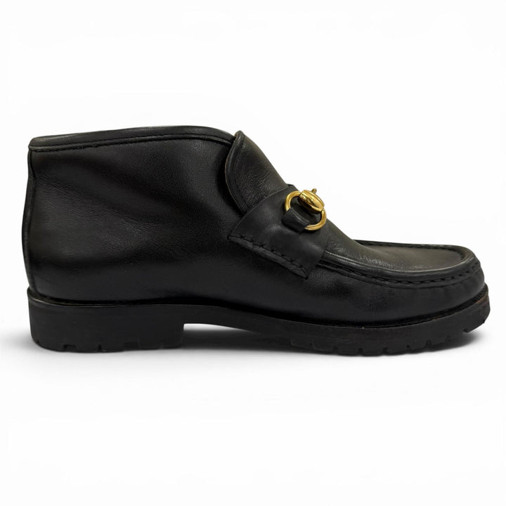【ドンドン見直し】美品☆GUCCI グッチ 104 0088 ホースビット レザー アンクルブーツ ブラック ゴールド金具 36 イタリア製 レディース