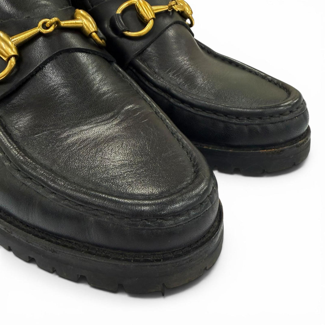 【ドンドン見直し】美品☆GUCCI グッチ 104 0088 ホースビット レザー アンクルブーツ ブラック ゴールド金具 36 イタリア製 レディース