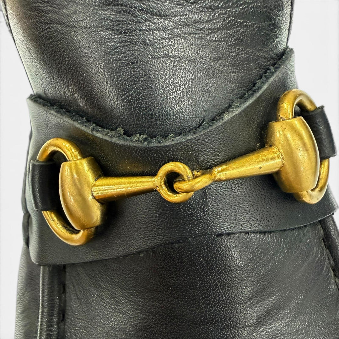 【ドンドン見直し】美品☆GUCCI グッチ 104 0088 ホースビット レザー アンクルブーツ ブラック ゴールド金具 36 イタリア製 レディース