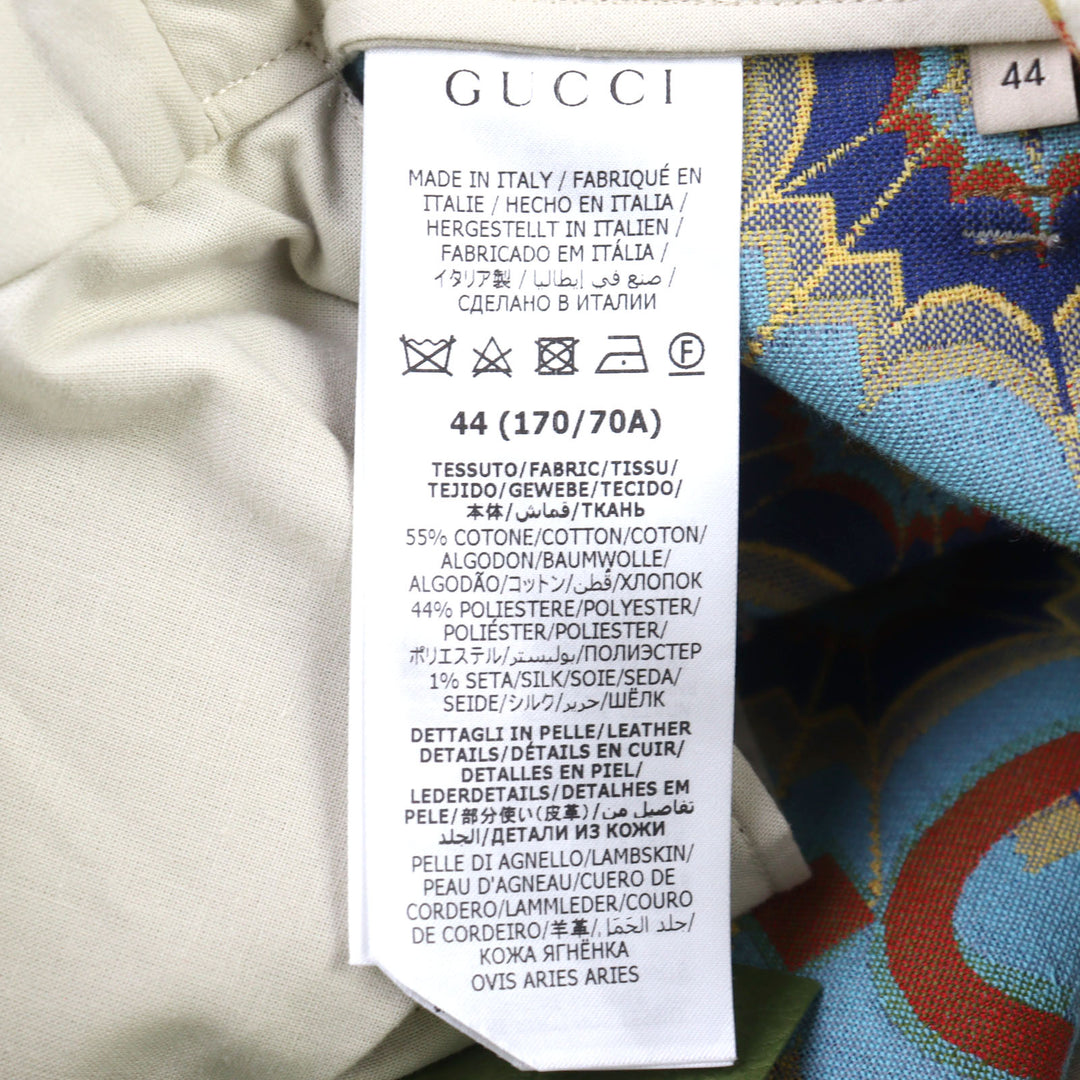 未使用品○GUCCI グッチ 675277 Z8ASY GGカレイドスコープ エクエストリアンインスパイア ラムレザー使い パンツ 44 伊製 正規品 メンズ