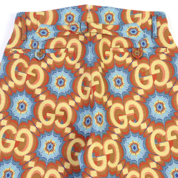 未使用品○GUCCI グッチ 675277 Z8ASY GGカレイドスコープ エクエストリアンインスパイア ラムレザー使い パンツ 44 伊製 正規品 メンズ
