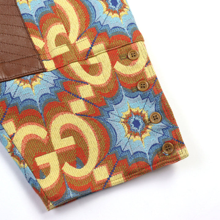 未使用品○GUCCI グッチ 675277 Z8ASY GGカレイドスコープ エクエストリアンインスパイア ラムレザー使い パンツ 44 伊製 正規品 メンズ