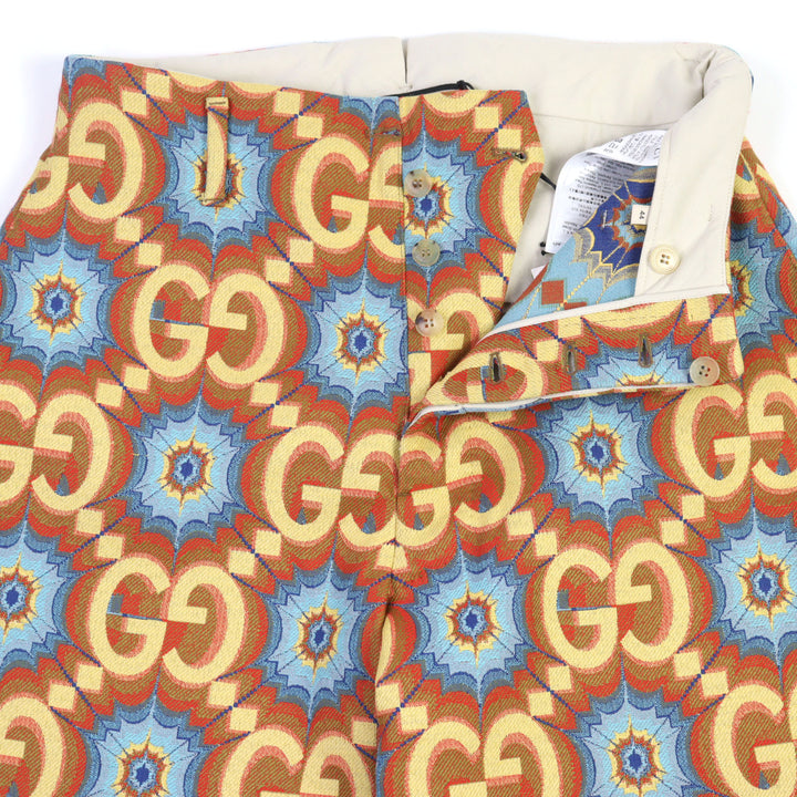 未使用品○GUCCI グッチ 675277 Z8ASY GGカレイドスコープ エクエストリアンインスパイア ラムレザー使い パンツ 44 伊製 正規品 メンズ