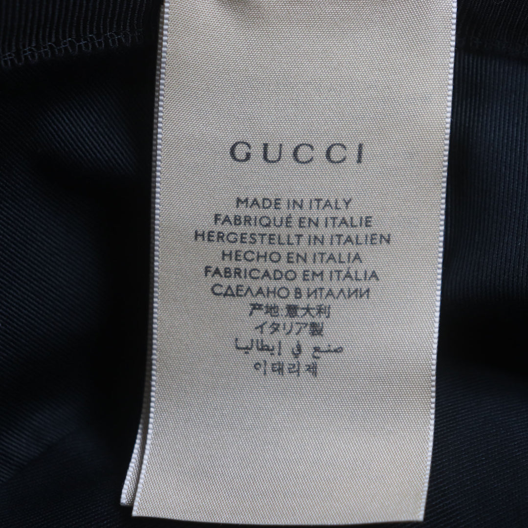 極美品▼GUCCI グッチ 576587 GGキャンバス レザー使い GGマーモント 帽子 バケット ハット ブラック M (58cm) イタリア製 正規品 メンズ