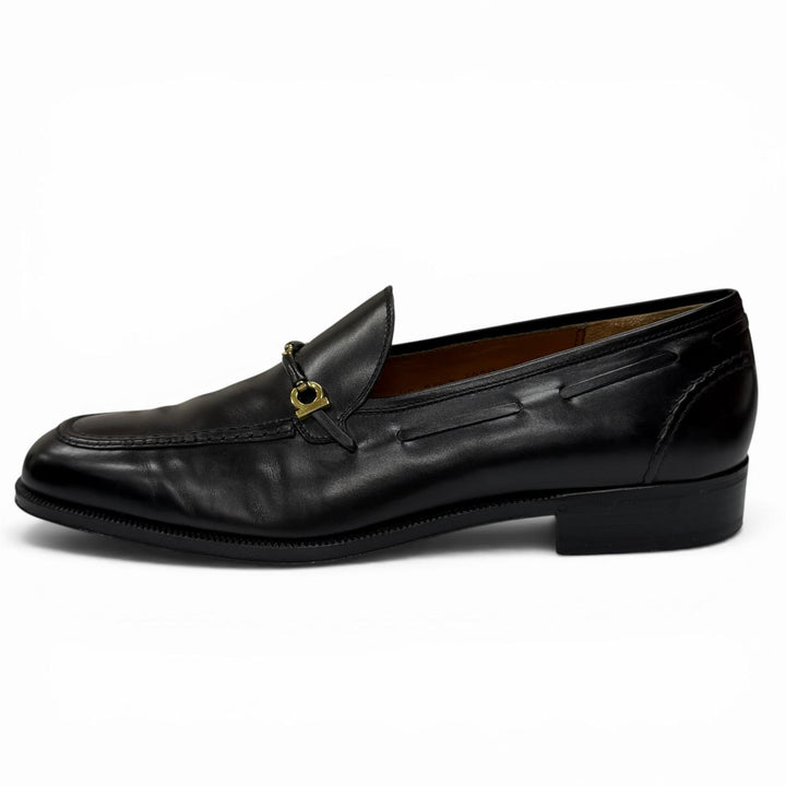 【ドンドン見直し】美品★Salvatore Ferragamo サルヴァトーレフェラガモ ダブルガンチーニ レザー ローファー ブラック 7.5
