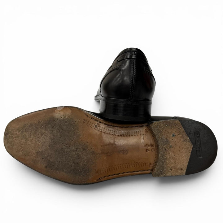【ドンドン見直し】美品★Salvatore Ferragamo サルヴァトーレフェラガモ ダブルガンチーニ レザー ローファー ブラック 7.5