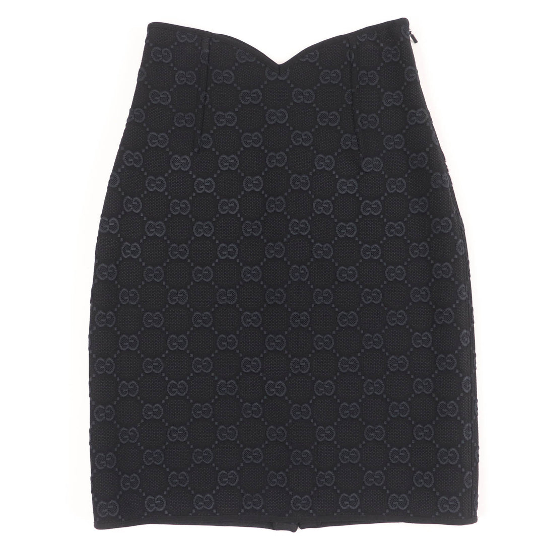 極美品☆GUCCI グッチ 747361 GG ヴィスコースクレープ スカート ブラック XS ハンガー付き イタリア製 正規品 レディース