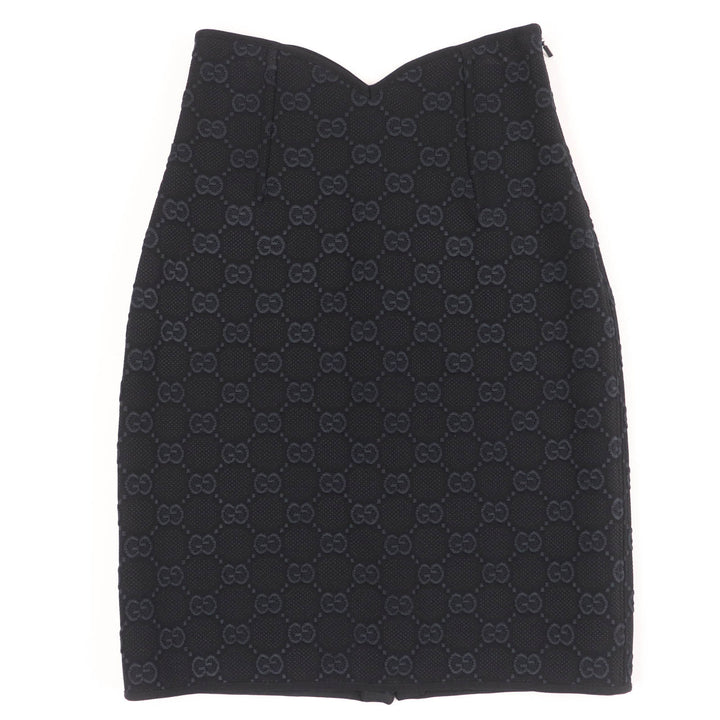 極美品☆GUCCI グッチ 747361 GG ヴィスコースクレープ スカート ブラック XS ハンガー付き イタリア製 正規品 レディース