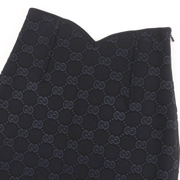 極美品☆GUCCI グッチ 747361 GG ヴィスコースクレープ スカート ブラック XS ハンガー付き イタリア製 正規品 レディース