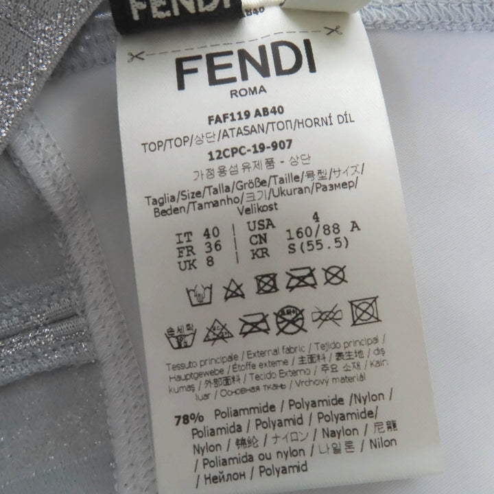 未使用品☆FENDI フェンディ FAF119 ズッカ柄 FFロゴ タンクトップ トップス シルバー 40 イタリア製 正規品 レディース