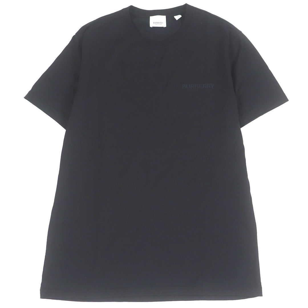 極美品□BURBERRY バーバリー 8083941 コットン100％ ロゴエンブロイダリー 刺繍 クルーネック 半袖Ｔシャツ ブラック S 正規品 メンズ