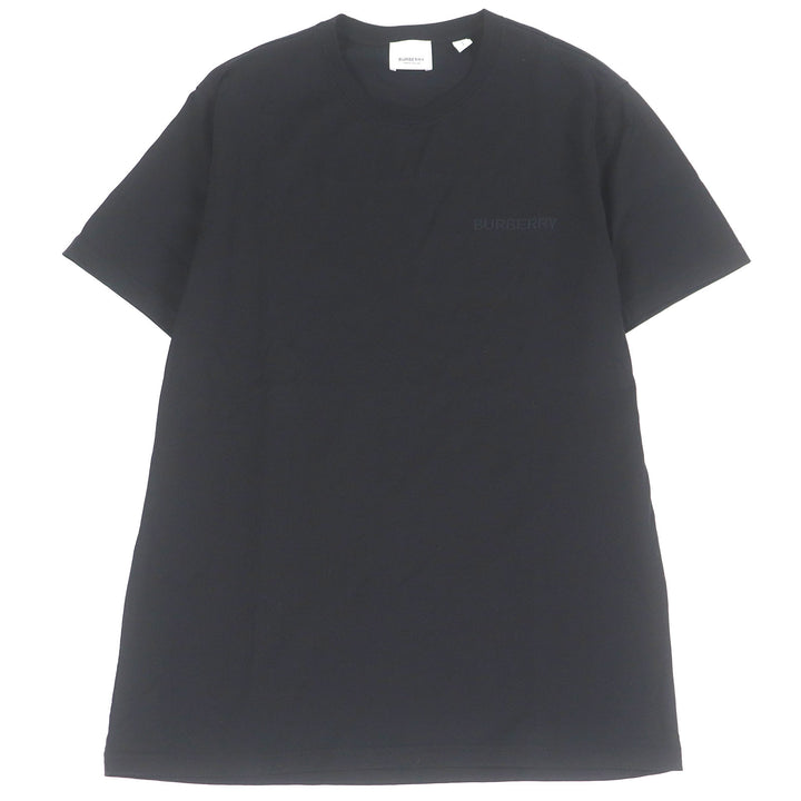 極美品□BURBERRY バーバリー 8083941 コットン100％ ロゴエンブロイダリー 刺繍 クルーネック 半袖Ｔシャツ ブラック S 正規品 メンズ