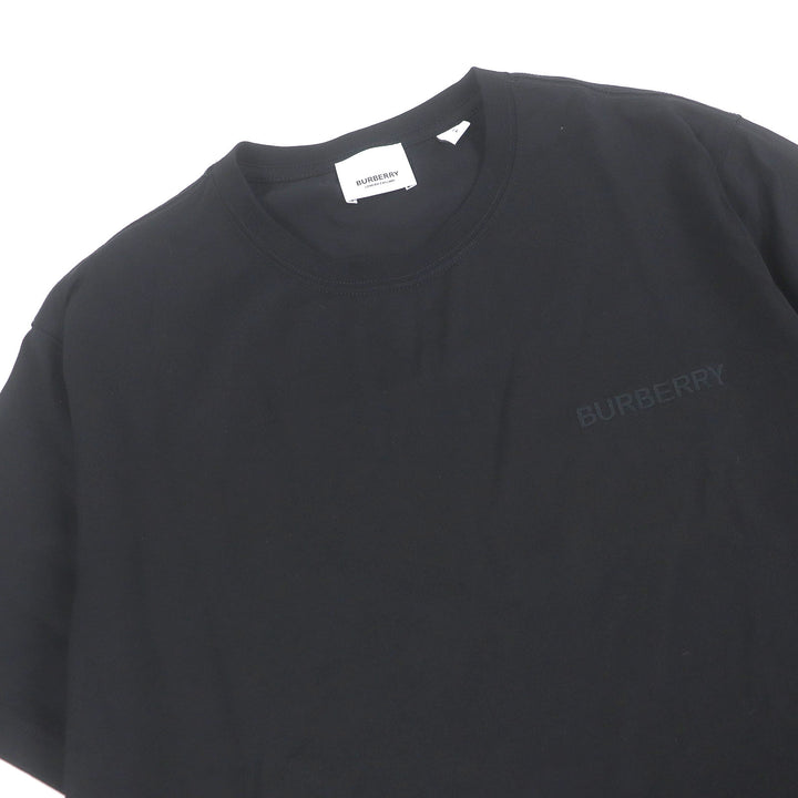 極美品□BURBERRY バーバリー 8083941 コットン100％ ロゴエンブロイダリー 刺繍 クルーネック 半袖Ｔシャツ ブラック S 正規品 メンズ