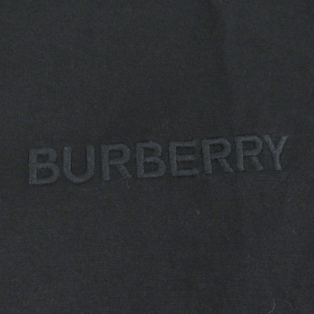 極美品□BURBERRY バーバリー 8083941 コットン100％ ロゴエンブロイダリー 刺繍 クルーネック 半袖Ｔシャツ ブラック S 正規品 メンズ