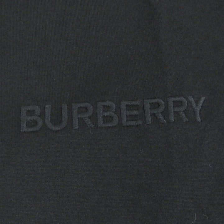 極美品□BURBERRY バーバリー 8083941 コットン100％ ロゴエンブロイダリー 刺繍 クルーネック 半袖Ｔシャツ ブラック S 正規品 メンズ