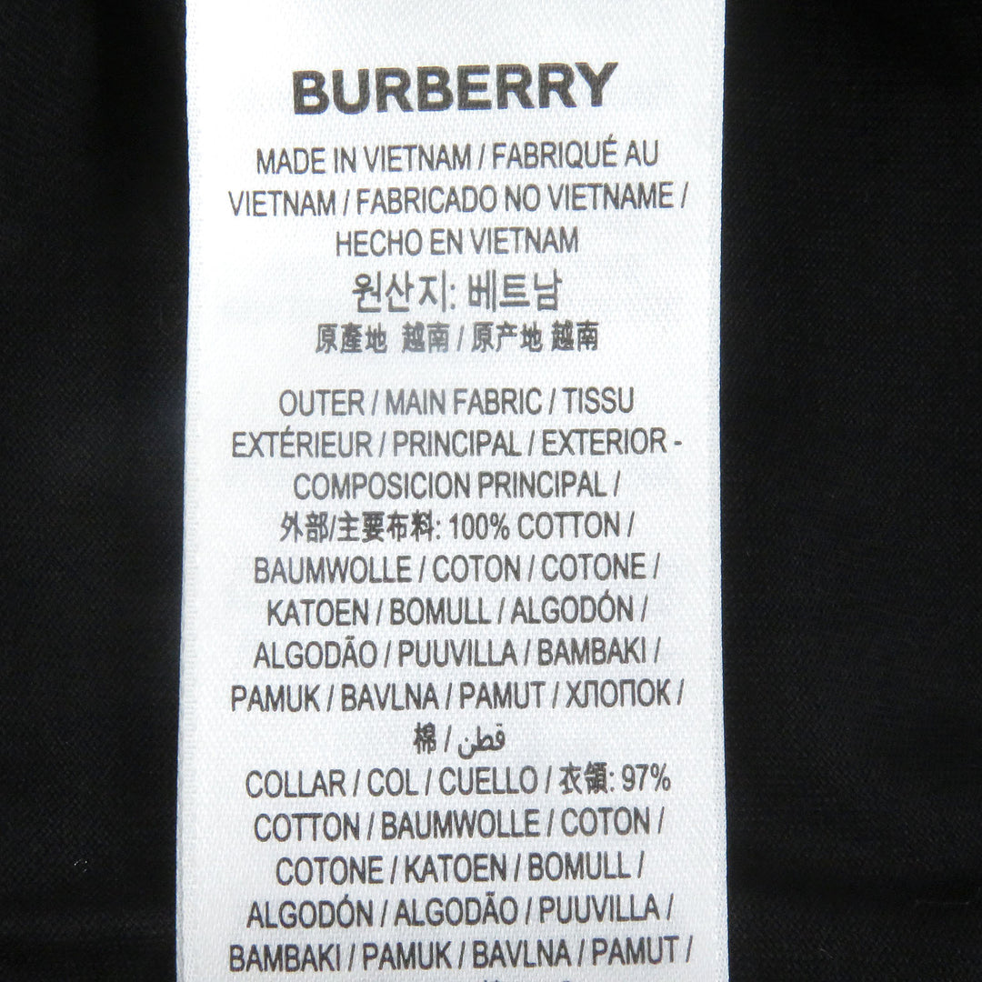 極美品□BURBERRY バーバリー 8083941 コットン100％ ロゴエンブロイダリー 刺繍 クルーネック 半袖Ｔシャツ ブラック S 正規品 メンズ