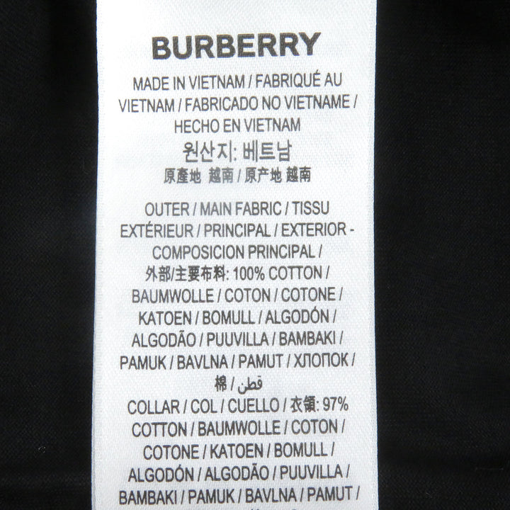極美品□BURBERRY バーバリー 8083941 コットン100％ ロゴエンブロイダリー 刺繍 クルーネック 半袖Ｔシャツ ブラック S 正規品 メンズ