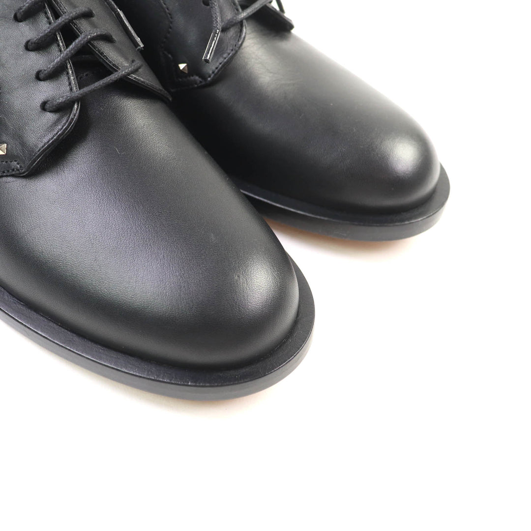 未使用品★Valentino Garavani ヴァレンティノガラヴァーニ ロックスタッズ付 レースアップ レザーシューズ ブラック 37 伊製 レディース