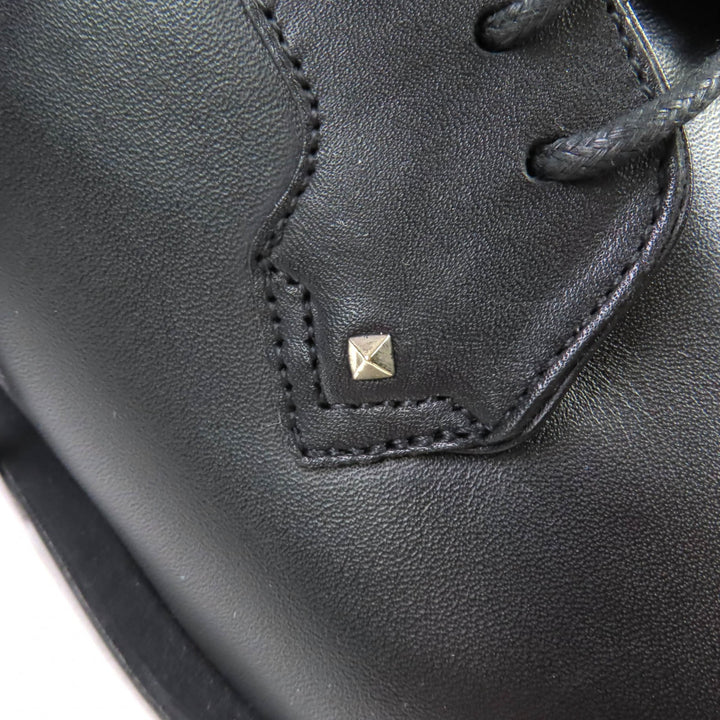 未使用品★Valentino Garavani ヴァレンティノガラヴァーニ ロックスタッズ付 レースアップ レザーシューズ ブラック 37 伊製 レディース