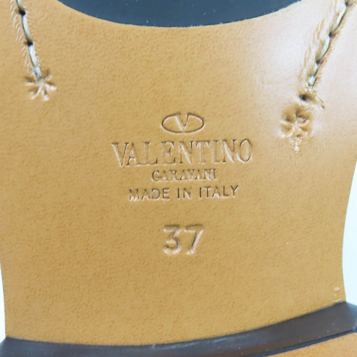 未使用品★Valentino Garavani ヴァレンティノガラヴァーニ ロックスタッズ付 レースアップ レザーシューズ ブラック 37 伊製 レディース