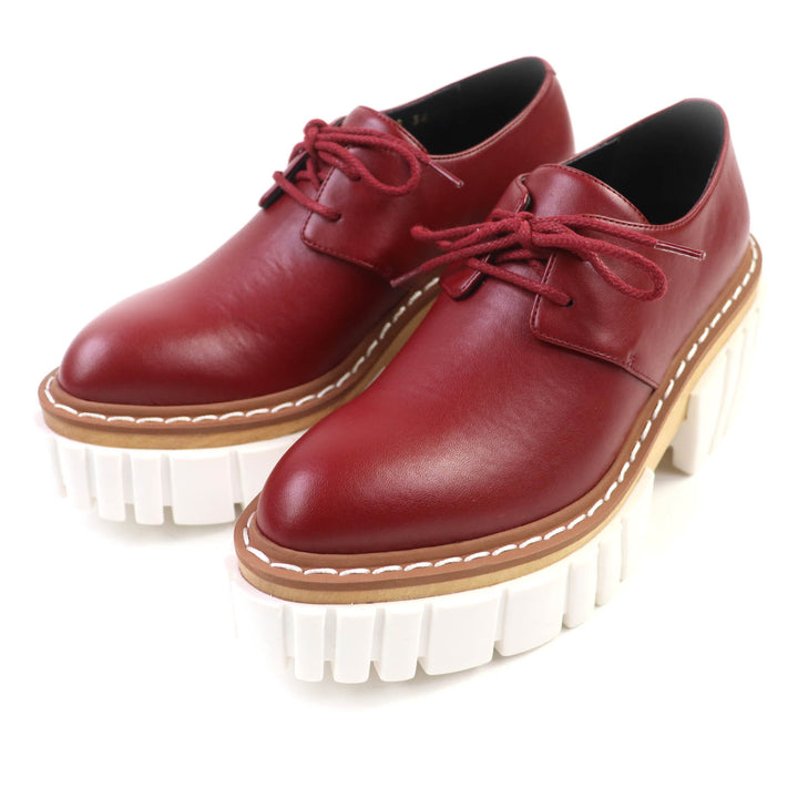 美品★Stella McCartney ステラマッカートニー 800268 EMILIE LACEUP レースアップ レザー プラットフォームシューズ RUBY 36 箱・袋付