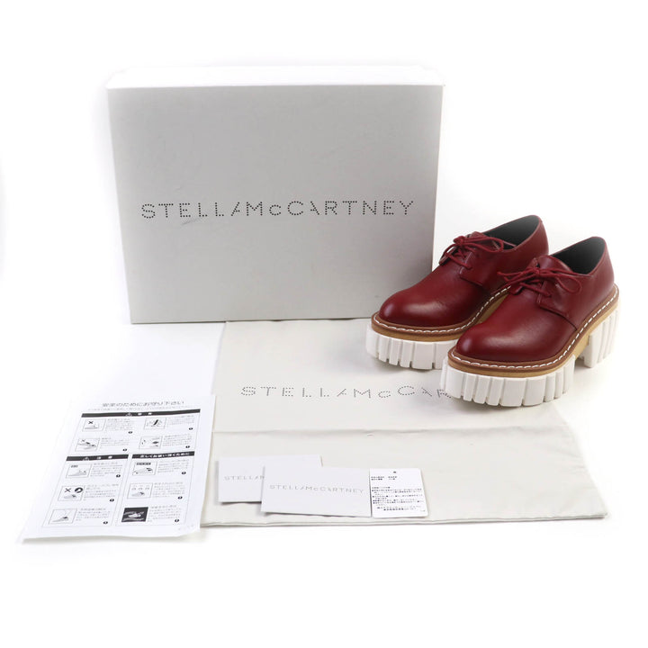 美品★Stella McCartney ステラマッカートニー 800268 EMILIE LACEUP レースアップ レザー プラットフォームシューズ RUBY 36 箱・袋付