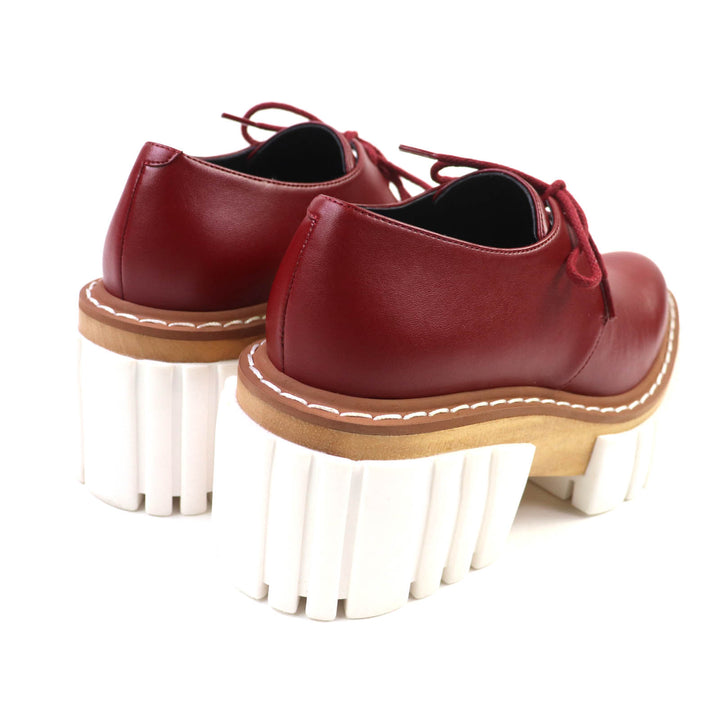 美品★Stella McCartney ステラマッカートニー 800268 EMILIE LACEUP レースアップ レザー プラットフォームシューズ RUBY 36 箱・袋付