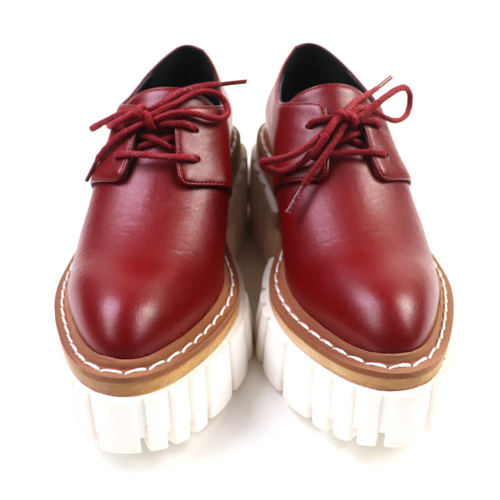 美品★Stella McCartney ステラマッカートニー 800268 EMILIE LACEUP レースアップ レザー プラットフォームシューズ RUBY 36 箱・袋付