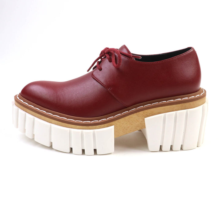 美品★Stella McCartney ステラマッカートニー 800268 EMILIE LACEUP レースアップ レザー プラットフォームシューズ RUBY 36 箱・袋付