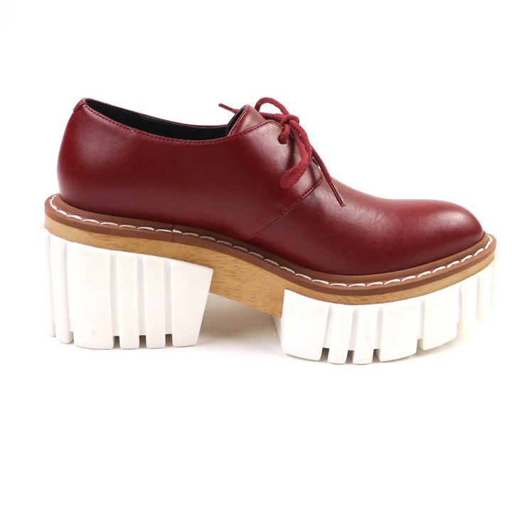 美品★Stella McCartney ステラマッカートニー 800268 EMILIE LACEUP レースアップ レザー プラットフォームシューズ RUBY 36 箱・袋付