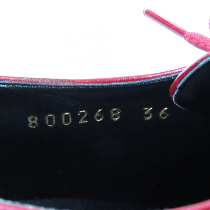 美品★Stella McCartney ステラマッカートニー 800268 EMILIE LACEUP レースアップ レザー プラットフォームシューズ RUBY 36 箱・袋付