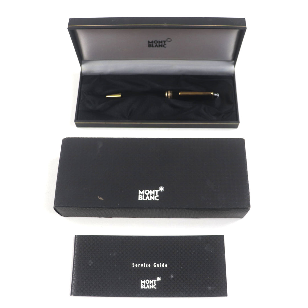 良品▼MONTBLANC モンブラン マイスターシュテュック ホワイトスター ツイスト式 ボールペン ブラック ゴールド ケース付き 筆記確認済み