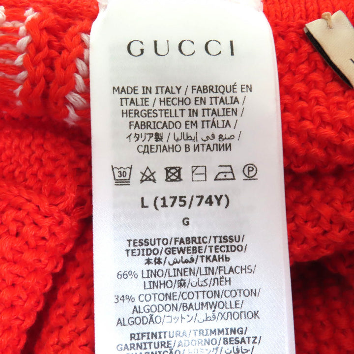 未使用品△GUCCI×adidas グッチ×アディダス 693835 リネン コットン トレフォイル刺繍入り ニット ショートパンツ レッド L 伊製 正規品
