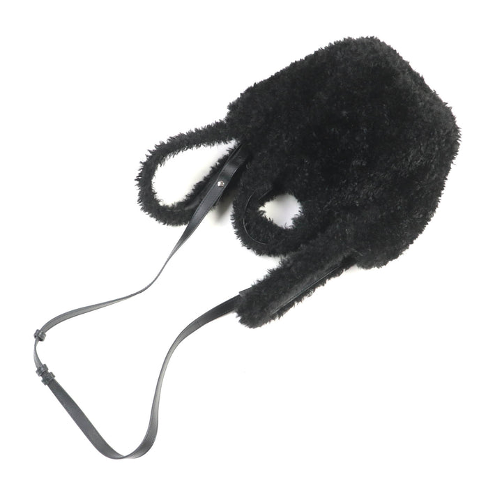 極美品★BALENCIAGA バレンシアガ 672793 エブリデイ 2.0 xs ロゴ刺繍入り Fファー ショルダー トートバッグ ブラック 保存袋付 伊製