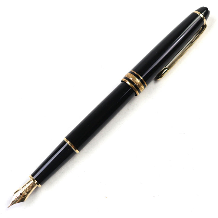極美品○MONTBLANC モンブラン マイスターシュテュック クラシック 14K EFニブ ロゴ刻印 ホワイトスター 万年筆 ブラック ゴールド