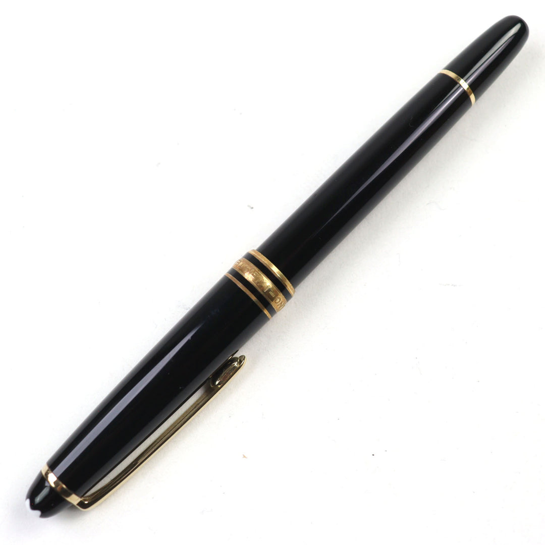極美品○MONTBLANC モンブラン マイスターシュテュック クラシック 14K EFニブ ロゴ刻印 ホワイトスター 万年筆 ブラック ゴールド