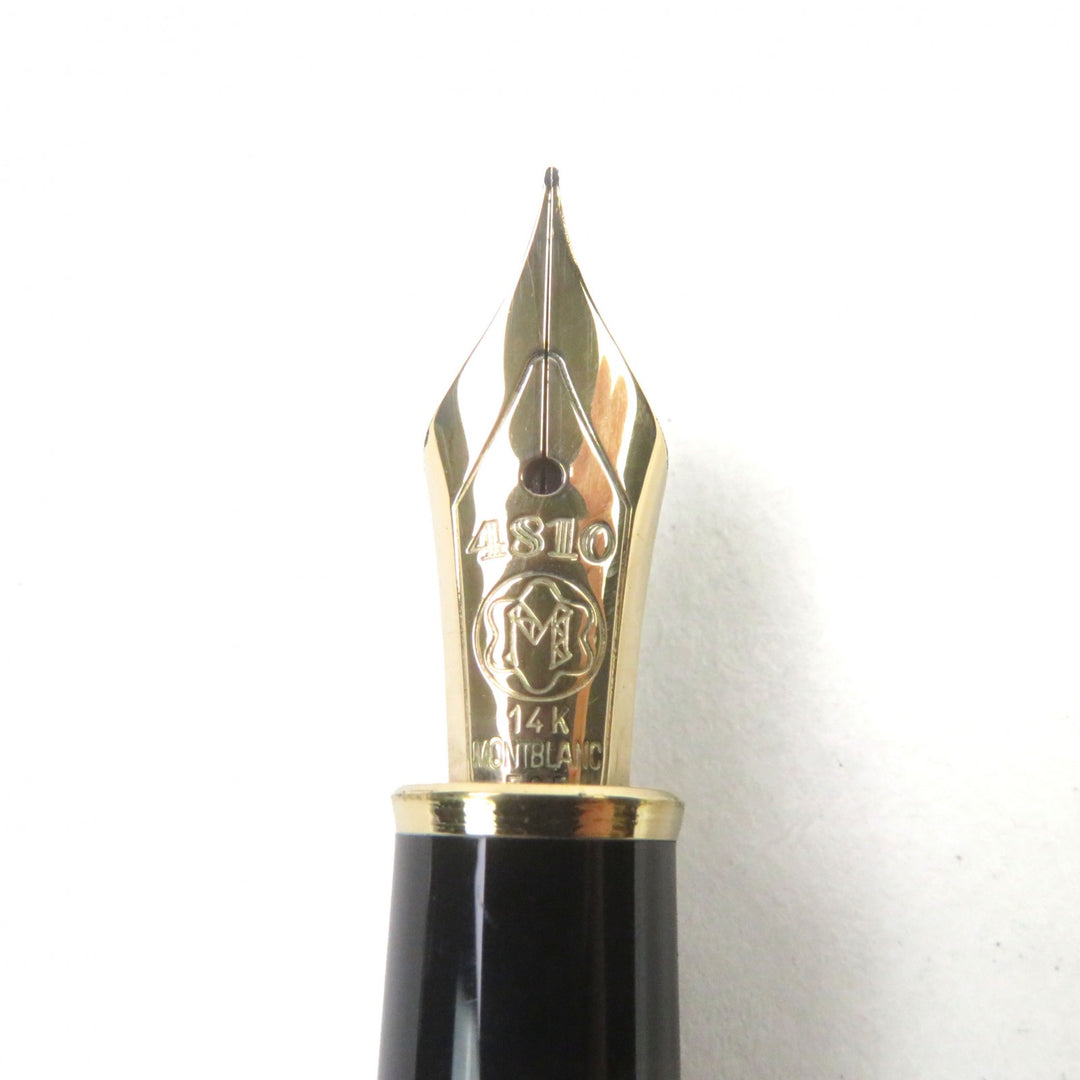 極美品○MONTBLANC モンブラン マイスターシュテュック クラシック 14K EFニブ ロゴ刻印 ホワイトスター 万年筆 ブラック ゴールド