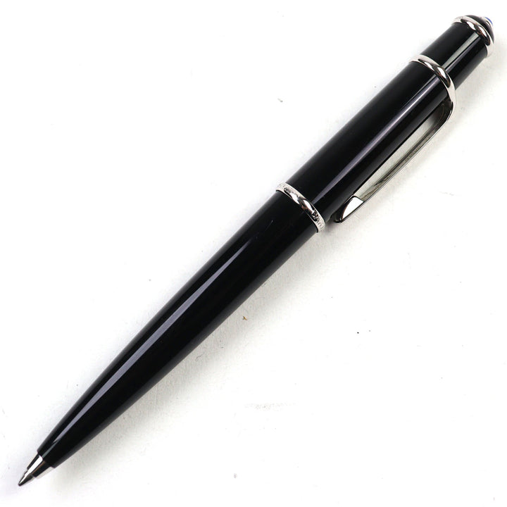 美品○Cartier カルティエ ディアボロ ドゥ カルティエ ロゴ刻印 ブルージェムストーン付き ツイスト式 ボールペン 筆記確認済み