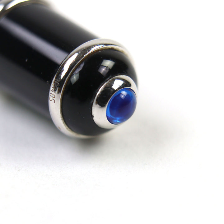 美品○Cartier カルティエ ディアボロ ドゥ カルティエ ロゴ刻印 ブルージェムストーン付き ツイスト式 ボールペン 筆記確認済み